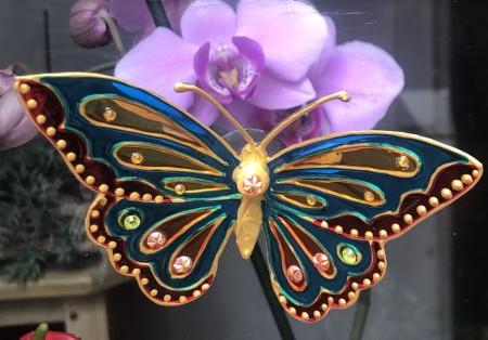 150-Borboleta feita a mão com Técnica de Vitral com Ventosa -Transmutação, Superação, Amadurecimento, Renascimento e Alegria  