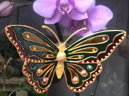 156-Borboleta feita a mão com Técnica de Vitral com Ventosa -Transmutação, Superação, Amadurecimento, Renascimento e Alegria  