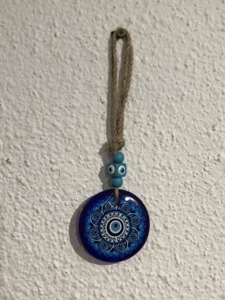 161-Olho Grego com Mandala de Flor: Proteção, Boa sorte, Sucesso, Equilíbrio, Harmonia, Pureza de Espirito , Saúde e Luz