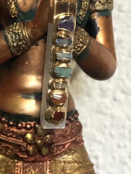 176-Pingente de Selenita Dourado Incrustado com 07 Cristais dos 07 Chakras-Energia, Purificação,Felicidade,Compaixão, Comunicação,Transmutação e Iluminação-ESGOTADO    - Image 3