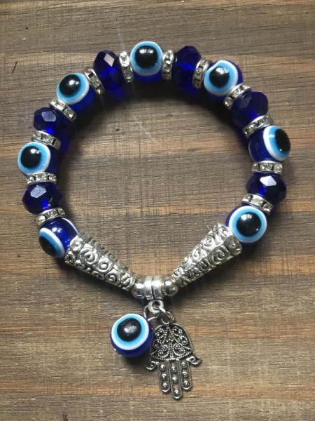 179-Pulseira Olho Grego e Mão de Fátima -Beleza, Proteção,Boa Sorte ,Saúde & Equílíbrio