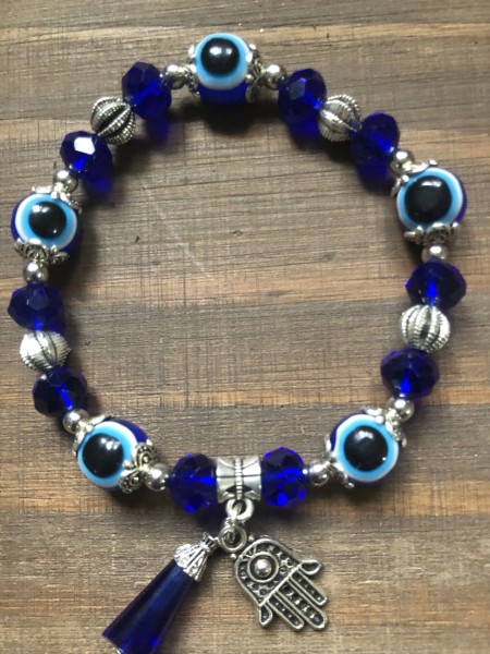 178-Pulseira Olho Grego e Mão de Fátima Obelisco Azul -Beleza, Proteção,Boa Sorte & Saúde - Image 2