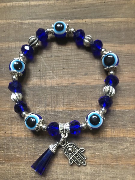 178-Pulseira Olho Grego e Mão de Fátima Obelisco Azul -Beleza, Proteção,Boa Sorte & Saúde - Image 5