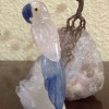 180-Pássaro de Cristal –Papagaio de Quarzo Rosa e Azul em Base de Quartzo Transparente-Decoração, Leveza, Espiritualidade, Inteligência, Sabedoria, Comunicação, Prosperidade, o  Divino, a Alma , Liberdade e Conexão com o Céu
