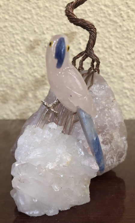 180-Pássaro de Cristal –Papagaio de Quarzo Rosa e Azul em Base de Quartzo Transparente-Decoração, Leveza, Espiritualidade, Inteligência, Sabedoria, Comunicação, Prosperidade, o  Divino, a Alma , Liberdade e Conexão com o Céu - Image 4
